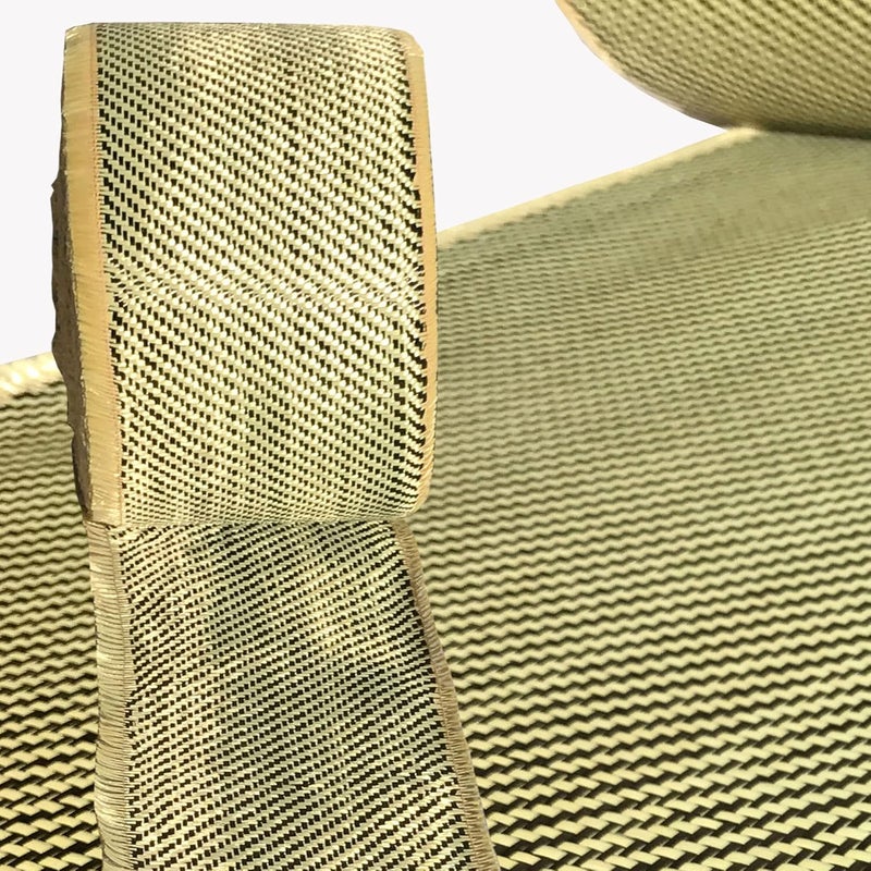 KARBXON (1 ft -25 ft Rolls) - 4 in - Carbon Fiber Fabric - Yellow - 3K - 240g/meter - Twill Weave - Advanced Fiber Cloth Fabric - Rolled 4” Wide Hemmed Fabric for Repair, Drones, RC & DIY Projects - Image 1